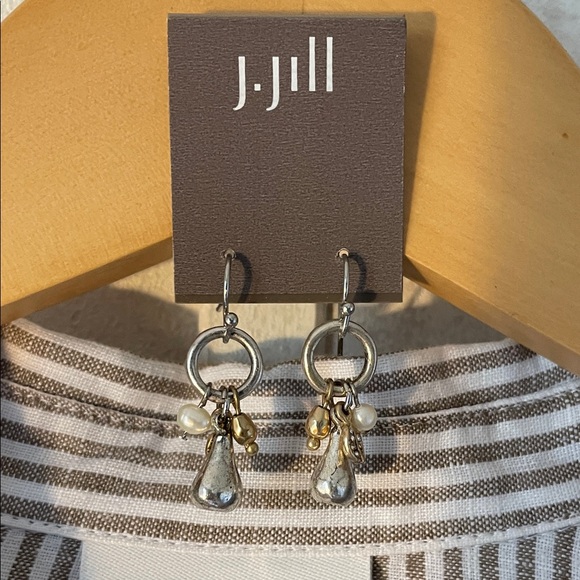 J. Jill Love Linen Striped 3/4 Sleeve Dress With Earrings - ALL NWT - Picture 3 of 16